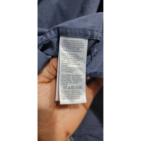 J. Crew Mens Denim Blue Cotton Flex Washed Button Down Work Dress Shirt Size LT - Picture 9 of 14